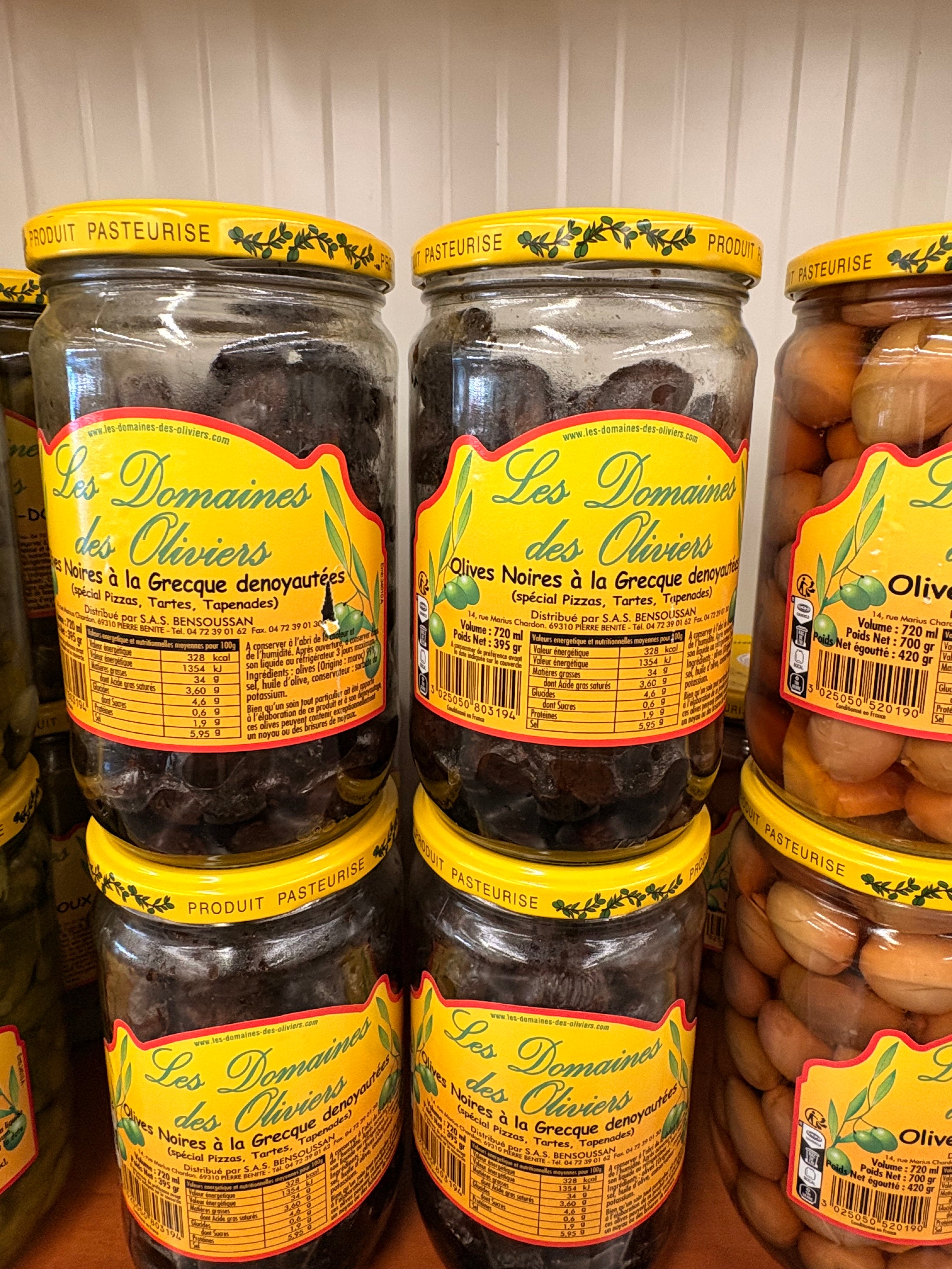 Olives noires à la grecque dénoyautées pot de 395grs net