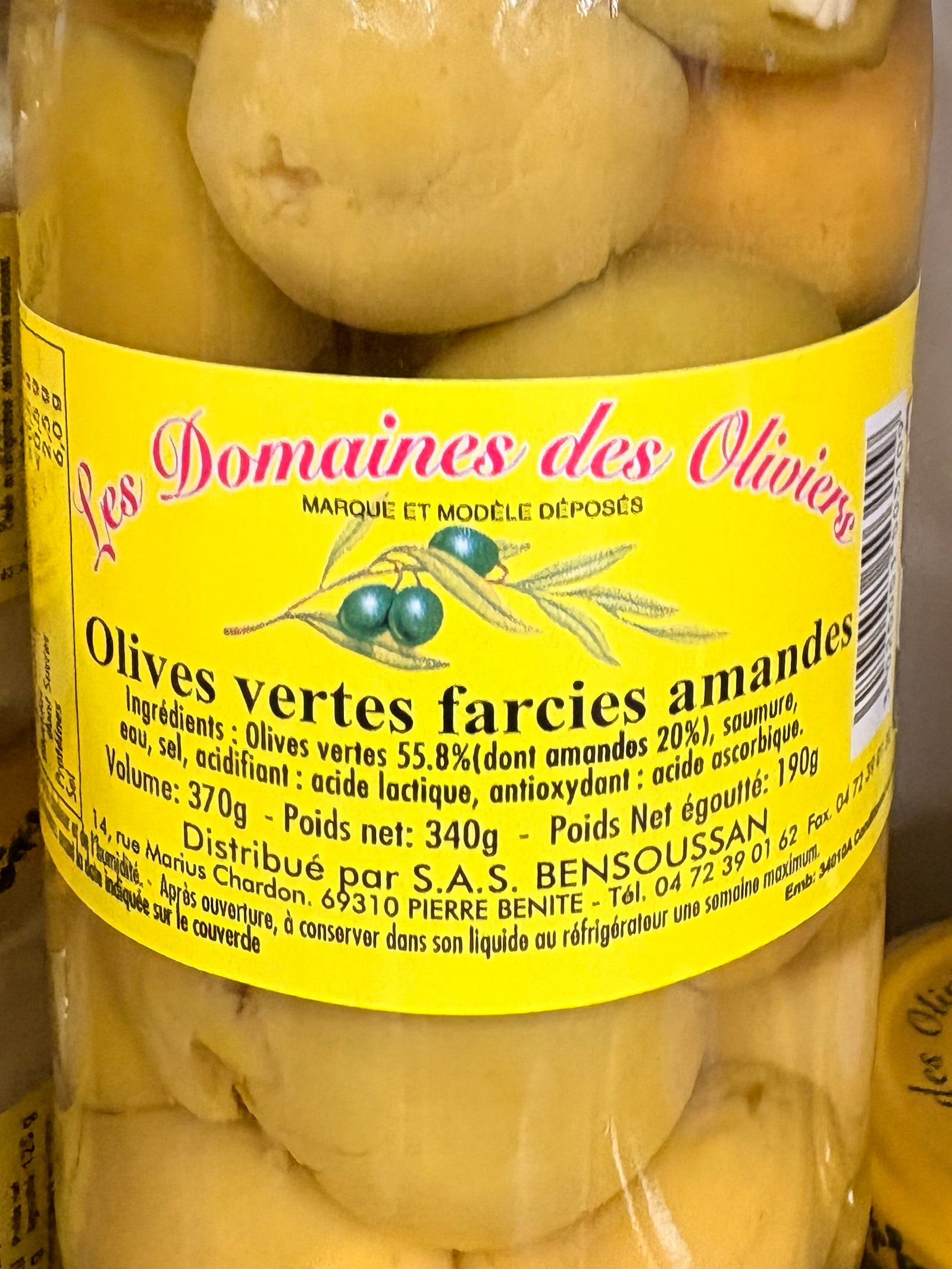 Olives vertes farcies amandes 190grs