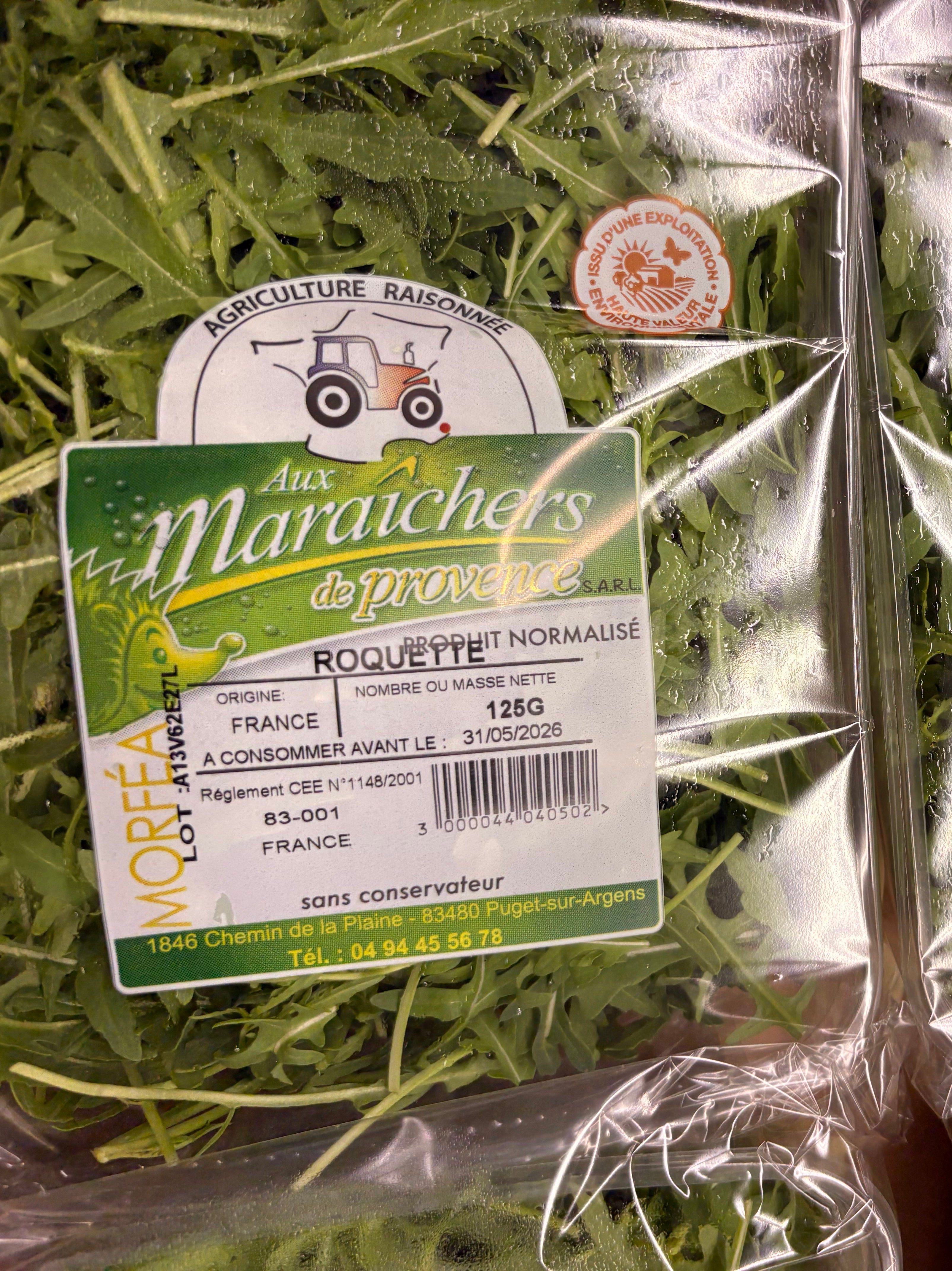 Roquette agriculture Raisonnée en barquette de 125 grs