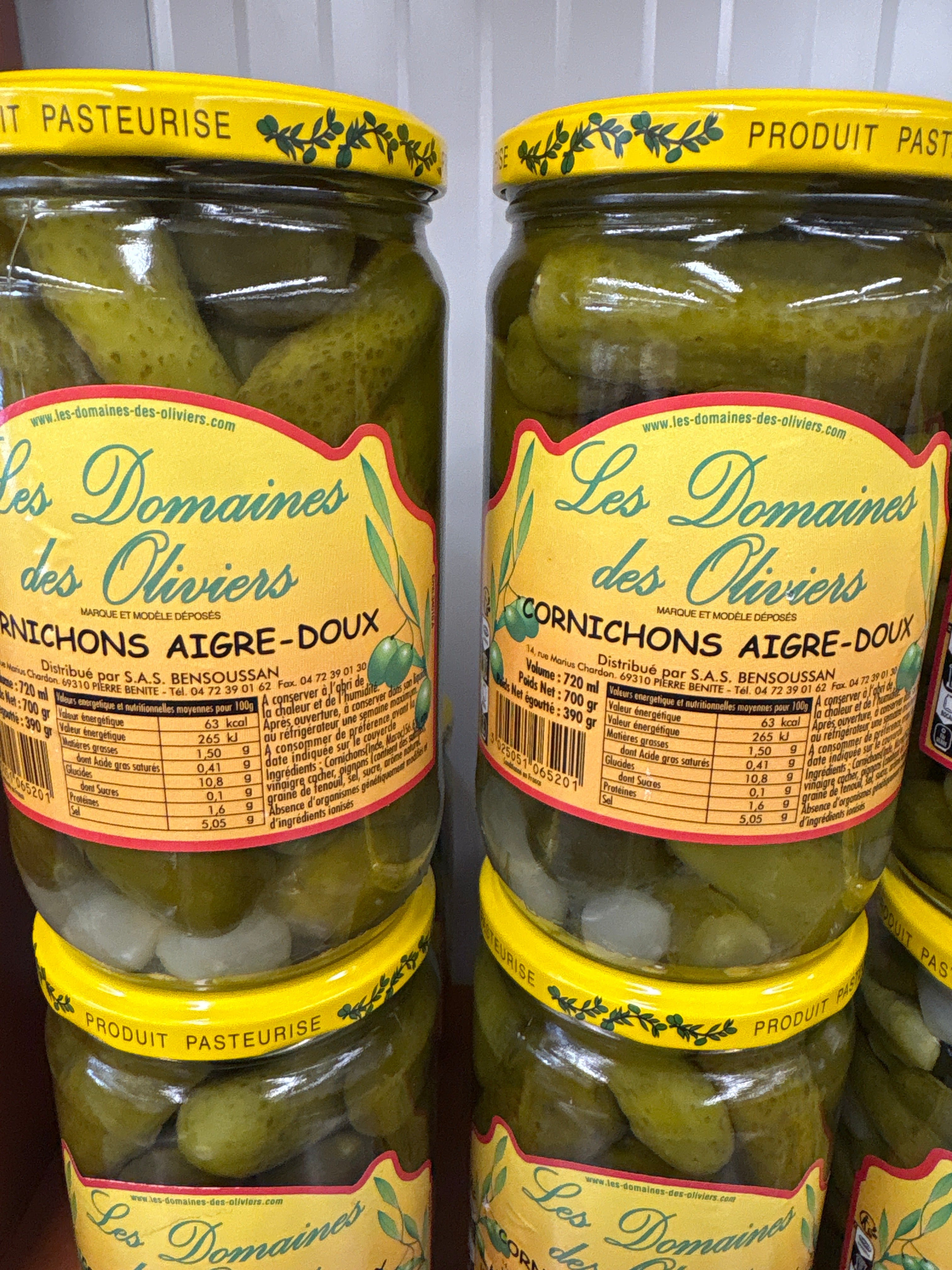 Cornichons aigre doux pot 390 grs net
