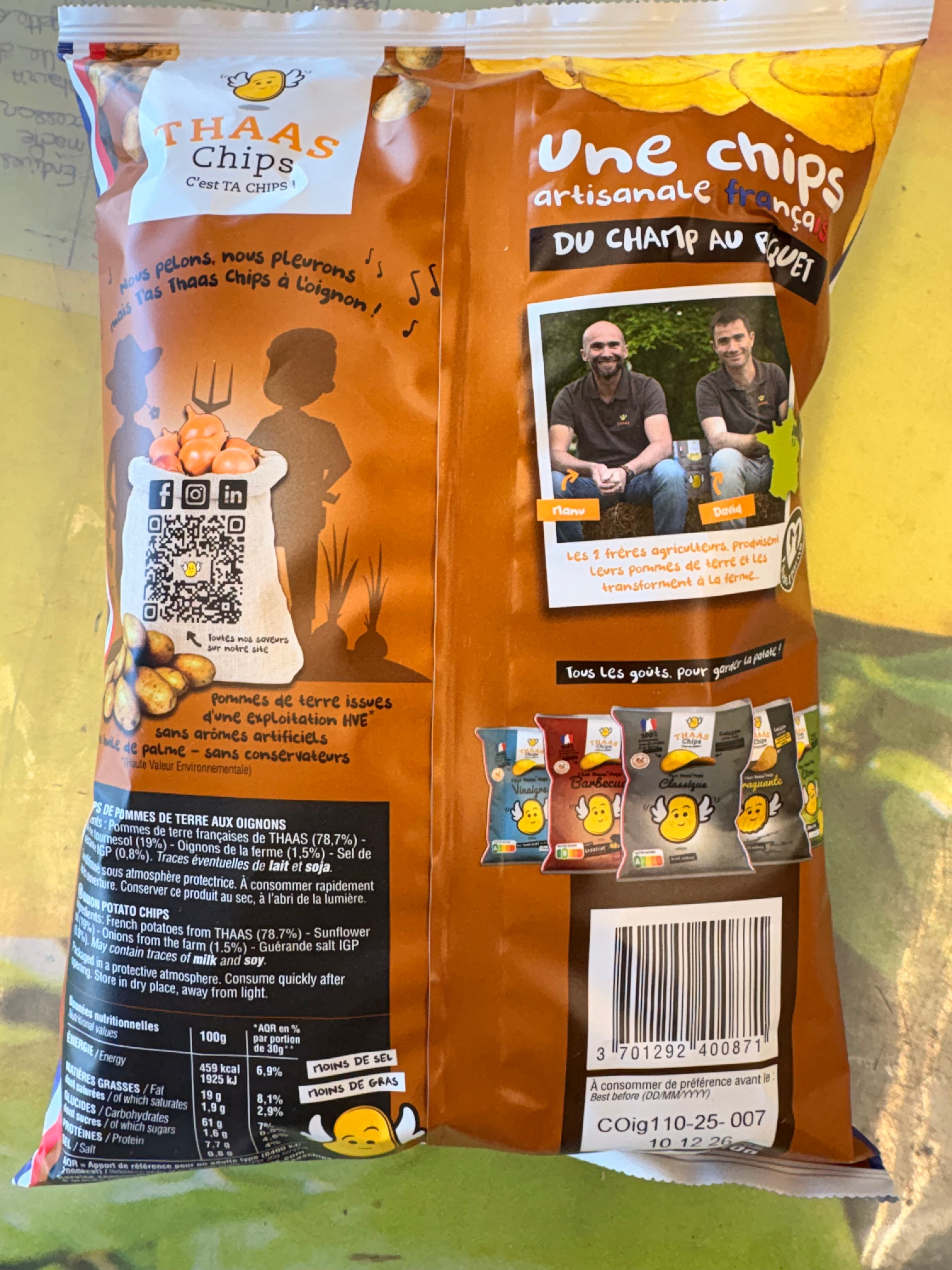 Chips françaises saveur Oignons         Paquet de 110grs