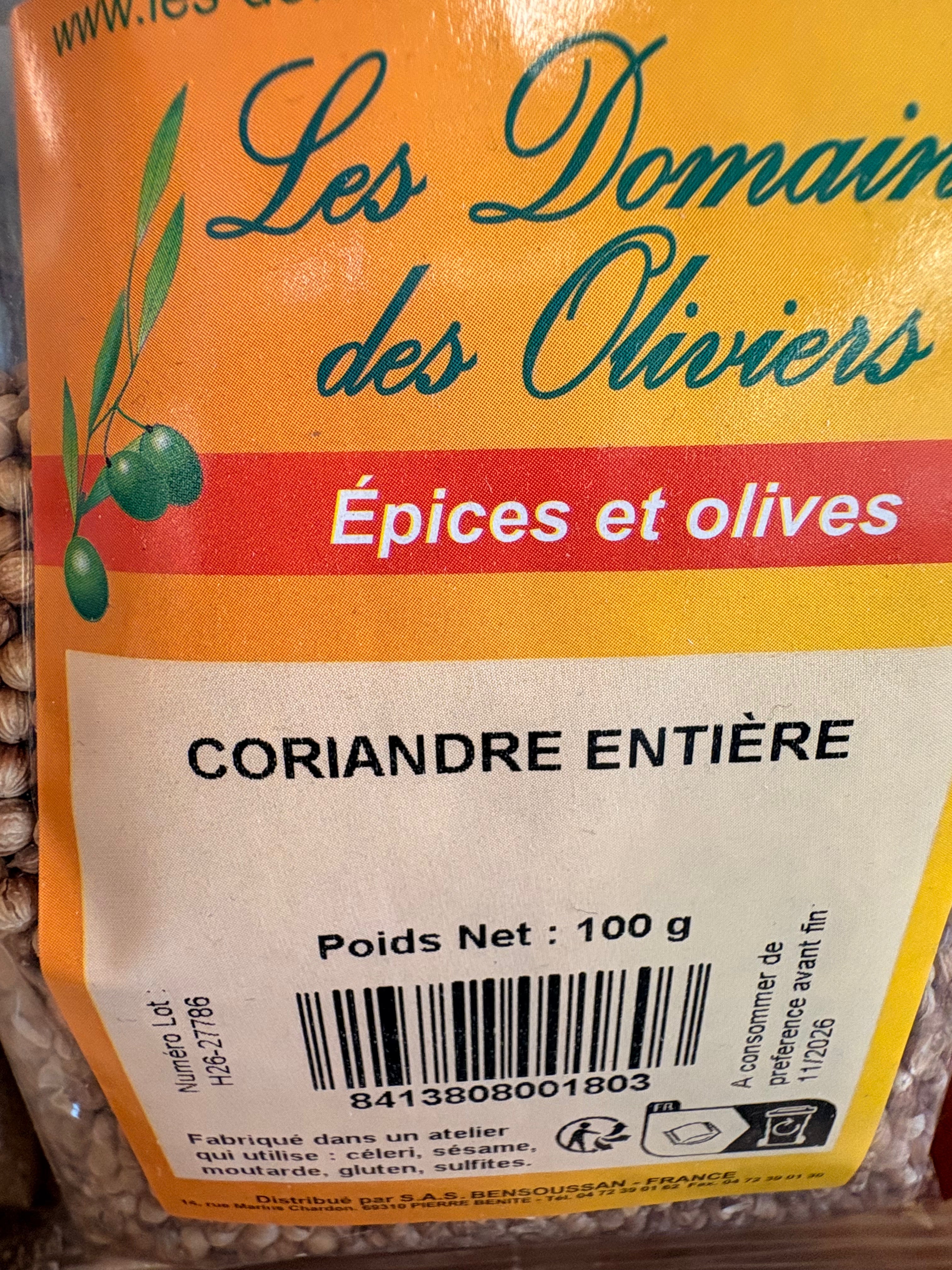 Coriandre Entière