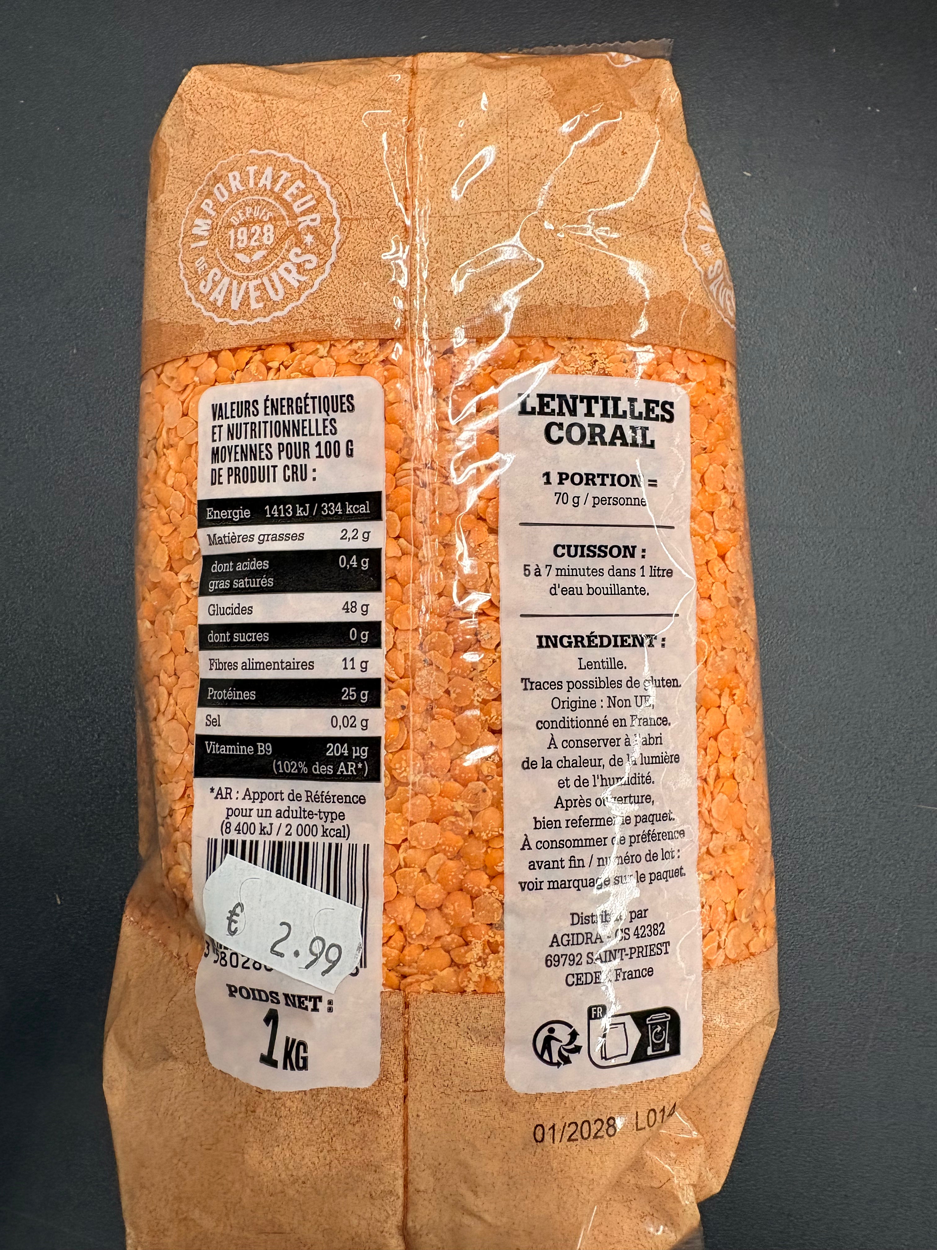 Lentilles Corail